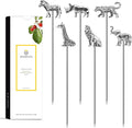 Homestia Metal Cocktail Picks for Drinks, 4.7" Animal Series Cocktail Toothpicks Cocktail Garnish Cocktail Skewers Swords, 6Pcs Fancy Martini Picks Olive Picks, Vintage Cocktail Pins Accessories