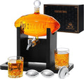 Football Whiskey Decanter Set for Men, 47oz Liquor Decanter Set with 2 Glasses + 2 Footballs Chillers, Gifts for Dad, Husband, Boyfriend, Coach, for Liquor, Bourbon, Scotch, Vodka