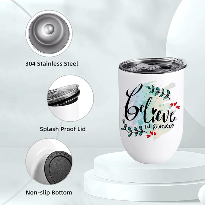 ColorSub Sublimation Wine Tumblers 12oz, 16 Pack Stainless Steel Double Wall Sublimation Blanks Wine Cups with Lids & Straws, Brush, Shrink Wrap, Silicone Straw Tips, Gift Box (Straight 8 Pack)