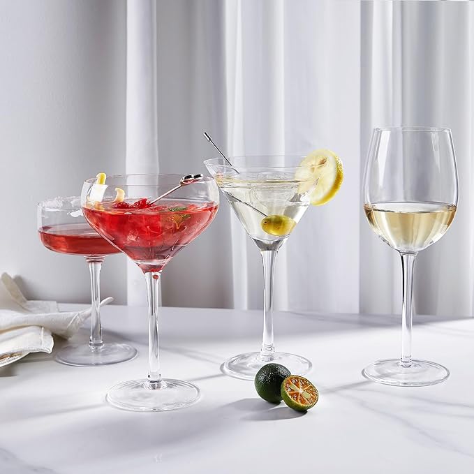 Royalrose Premium Delight Vintage Wine Glasses Set of 4, 10.8 oz Goblets Glasses for Wine, Mixed Drinks, Sparkling Water, Elegant Drinkware for Entertaining or Daily Use (Coupe Glasses)
