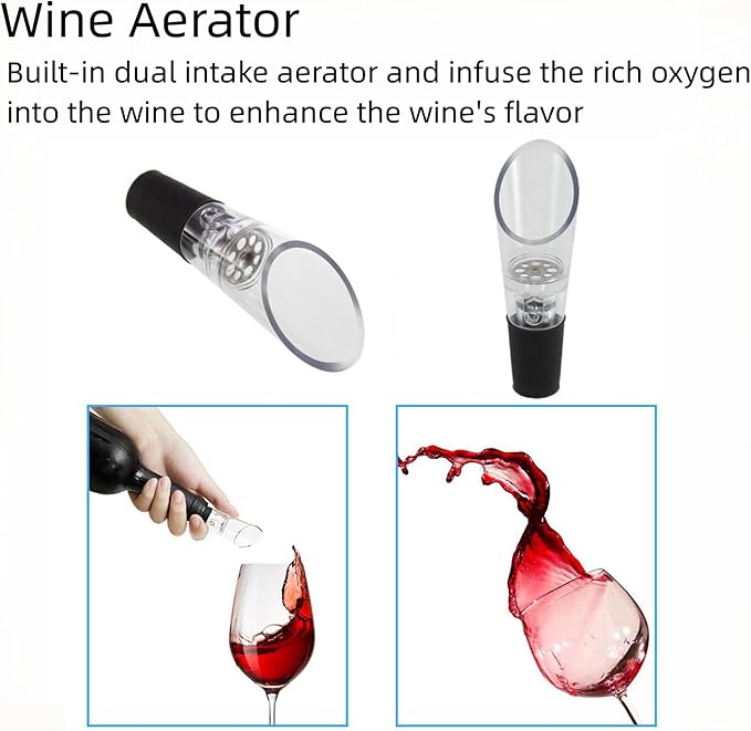 Electric Wine Bottle Opener Auto Wine Opener Cordless Wine Opener Rechargeable with Foil Cutter, Wine Pourer,Vacuum Stopper,USB C Charging Cable,Fathers Day Dad Gifts from Daughter Son(Black)