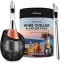 Homeries Marble Wine Chiller Bucket - Wine & Champagne Cooler for Parties, Dinner – Keep Wine & Beverages Cold, Wine Chillers for Bottles – Holds Any 750ml Bottle (Black)