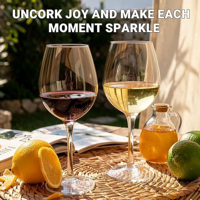 MICHLEY Unbreakable Red Wine Glasses 17 oz, Tritan Plastic Reusable Stemware for Indoor and Outdoor Use, Set of 2
