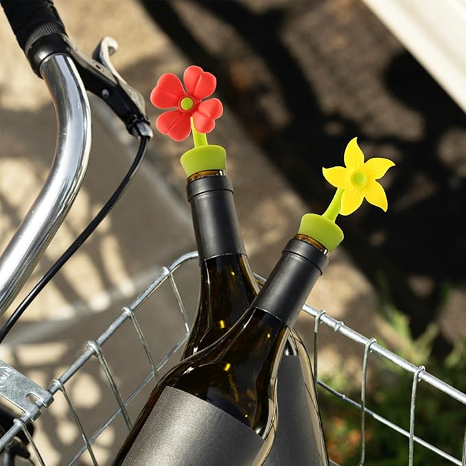 Knana 10Pcs Cactus Flowers Silicone Wine Stoppers Cute Wine Accessories Fun Wine Stopper for Mexican Party Favors Baby Shower Wedding