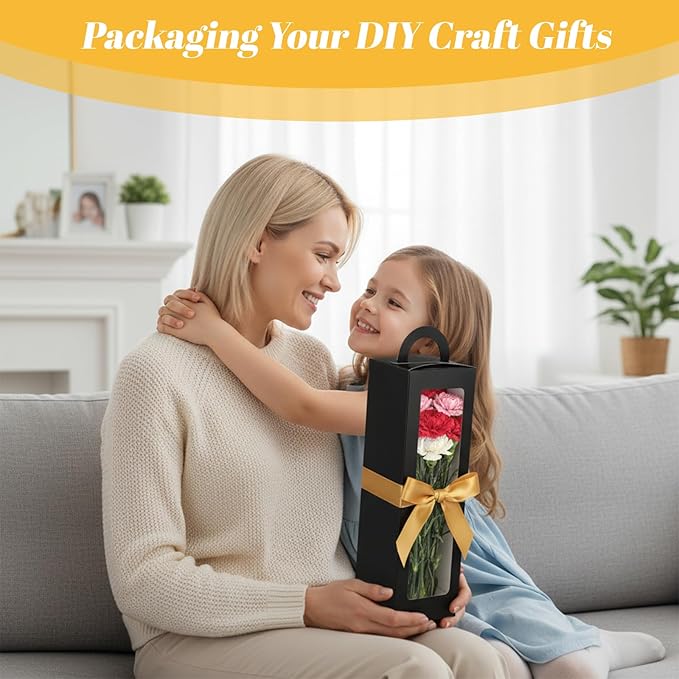 Ckhoid 24Pcs Tumbler Gift Box with Handle, Wine Glass Gift Box with Ribbon, Exhibition Boxes for 12oz, 16oz, 20oz, 30oz Sublimation Tumblers, Glasses, Jars, Mug Can Blanks, Wine Glasses