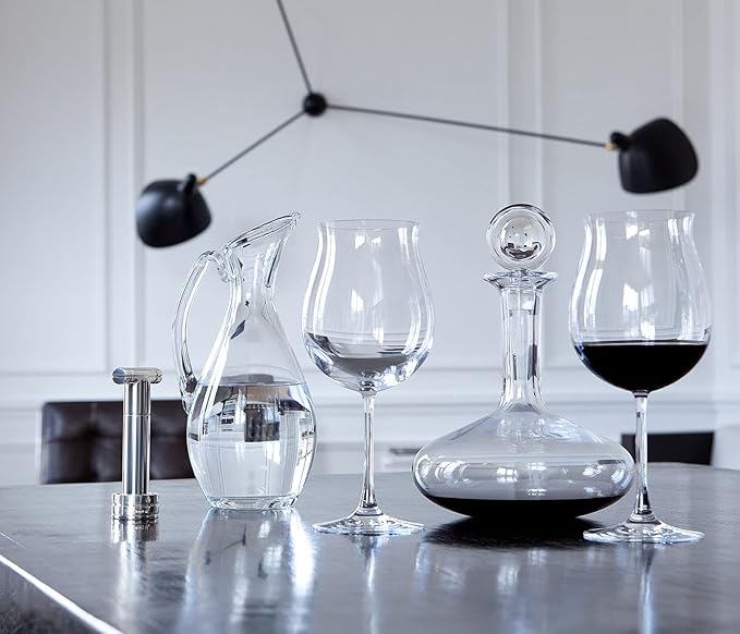 Bella Vino Extra Large Crystal Wine Glasses with Stem - Elegant Wide Rim Stemware Giant Red Patented Stemmed Long for Unique Modern Glass Gifts, Set of 2-32oz., (bv2004)