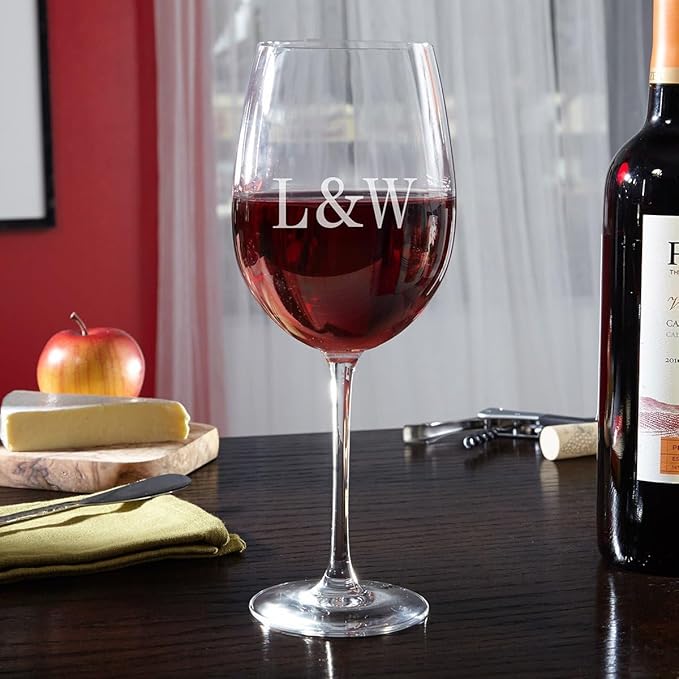 HomeWetBar Personalized Wine Glass with Long Stem - Fancy Stemmed Wine Glass