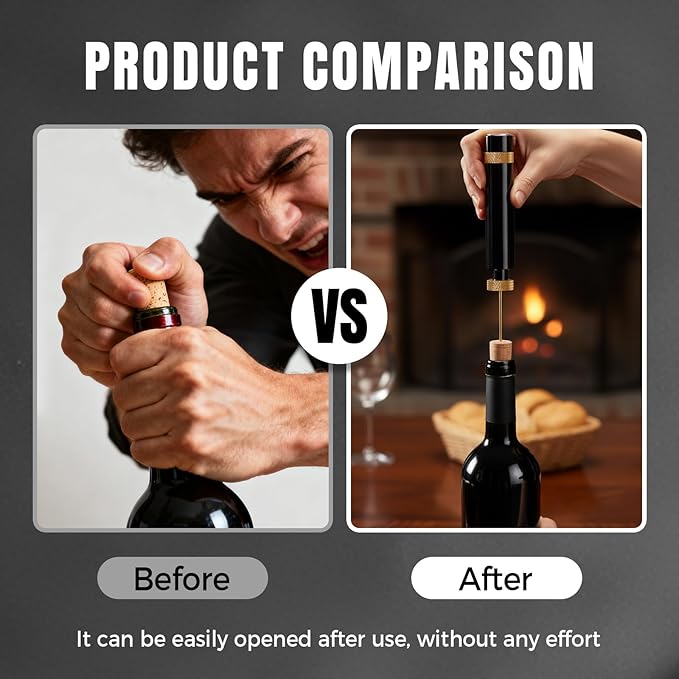 Portable Air Pressure Wine Opener, 2026 New Mini Travel Wine Bottle Opener, Magnetic Connection Port Wine Opener for Home Restaurant Party, 3-7 Compression Quick Open (Red)
