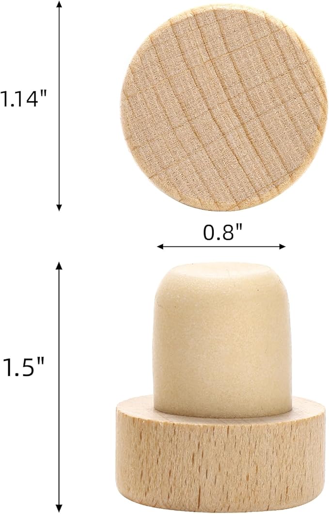 Eorbow 60 Pieces T-Shaped Wine Corks, Reusable Cork Plugs, Wooden and Rubber Wine Stoppers, Sealing Bottle Stoppers for Wine, Beer, DIY Craft