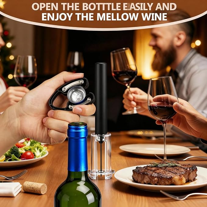Wine Opener and Foil Cutter 2-Piece Set, NUCOKRS Effortlessly Air Pressure Corkscrew, Opens Bottles in 3-7 Pumps, No Electricity, Easy to Use, Gift for Wine Lovers