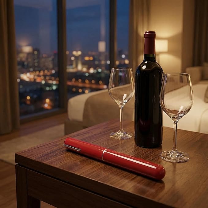 Wine Bottle Opener, Air Pressure Wine Corkscrew With Cutting Wine Bottle Foil Knife, Effortlessly Open Wine Bottles Without Damaging Corks, Easy-to-Use(Black) (red)