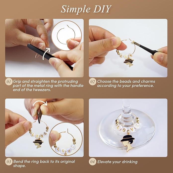 DIY Wine Glass Charms Kit, 25pcs Personalized Reusable Drink Marker Tags, Glass Identifiers for Wine Tasting Party, Unique Hostess Gifts & Party Decorations