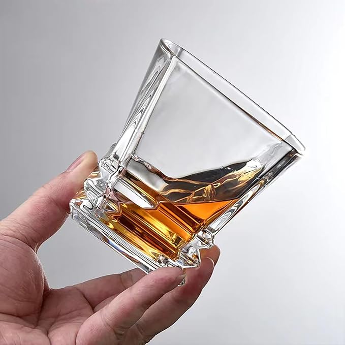 Whiskey Glasses Set of 4 Old Fashioned Glasses 11 oz Rocks Glasses with 4 Ice Ball Molds Gift Box Scotch Cocktail Bourbon Rum Cognac Vodka Liquor, Fathers Day Whiskey Gifts