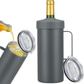 MAXSO 42oz Wine Chiller Iceless Cooler Tumbler - Gift for Wine Lovers, 2-IN-1 Stainless Steel Vacuum Insulated Bucket Portable Mug Cup Wine Accessory Keep Cold, Fit Most 750ml Wine & Champagnes, Grey