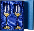 Wine Glasses Clear Handcrafted Champagne Glasses Enamel Apricot Blossom Wine Glass (Golden /2 set(gift box))