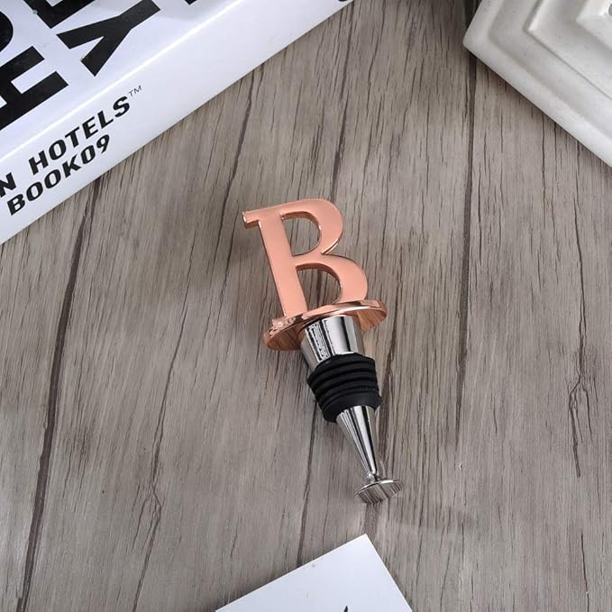 Miicol Prosecco Stopper - Personalised Champagne Stopper in Rose Gold - Wine Lovers Gift, Monogram Gift - Letter B