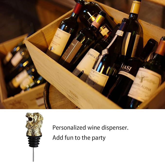 Lion Head Wine Aerator Pourer Spout,White Wine Accessories Aeration Work with Wine Opener for Beginner Enthusiast,Liquor Bottle Pourers Wine Decanter