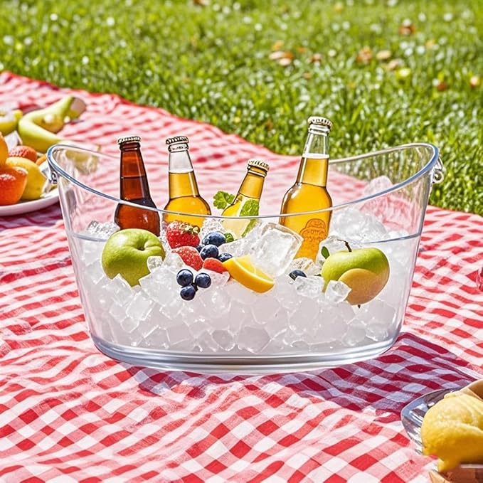 1pcs 6L Ice Bucket with 1pc Scoops ,Large Clear Acrylic Ice Bucket for for Wine Champagne Mimosa Cocktail Bar Picnic Fruit Storage Basket (1PC 6L)