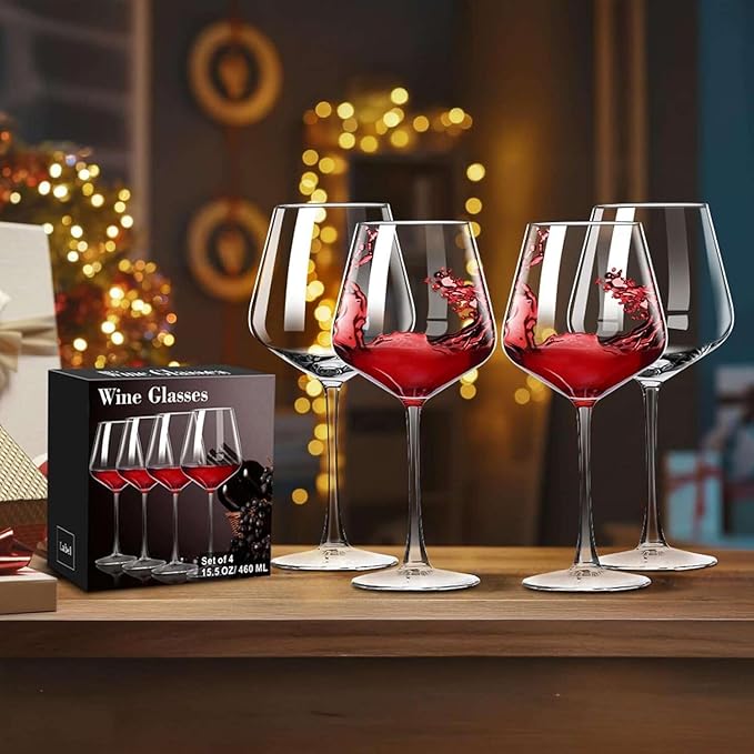 PARACITY Wine Glasses, christmas gift, Clear Glass, Long Stem Wine Glass for Red and White Wine - 10 OZ (Set of 2) (4, 16, Fluid Ounces)