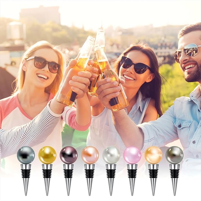 Honeydak 60 Pieces Metal Bottle Stopper Blank Stainless Steel Wine Bottle Stopper Kit Reusable Wine Saver Corks Hardware for Wedding Party Bar Turning