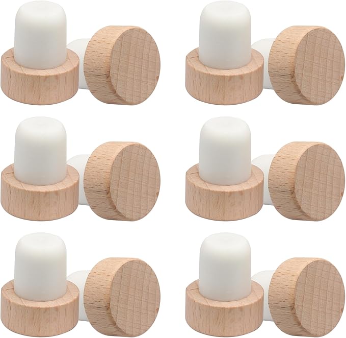 12 Pcs T-Shaped Wine Bottle Corks, Reusable Wooden & Rubber Stoppers for Wine & Beer, DIY Crafts