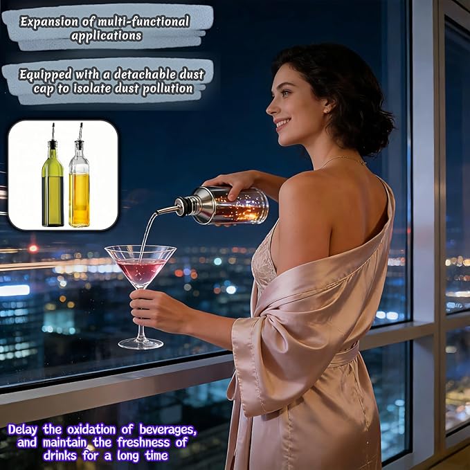 4PCS Premium Wine and Oil Pourer Set, 304 Stainless Steel Pour Spouts for Liquor & Oil - Reusable, Dishwasher Safe, Precision Flow Control, Leak-Proof Seal, Fit Most Wine & Whiskey Bottles (S (Hat1))