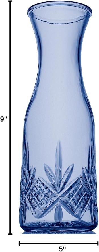 Godinger Carafe, Glass Pitcher, Wine Pitcher, Cocktail Carafe, Water Jug, for Iced Tea, Mixed Decanter & Beverages, Barware & Drinkware, Blue, 32oz