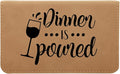 Leatherette 2-Piece Wine Tool Set - Dinner is Poured (Light Brown w/Black)