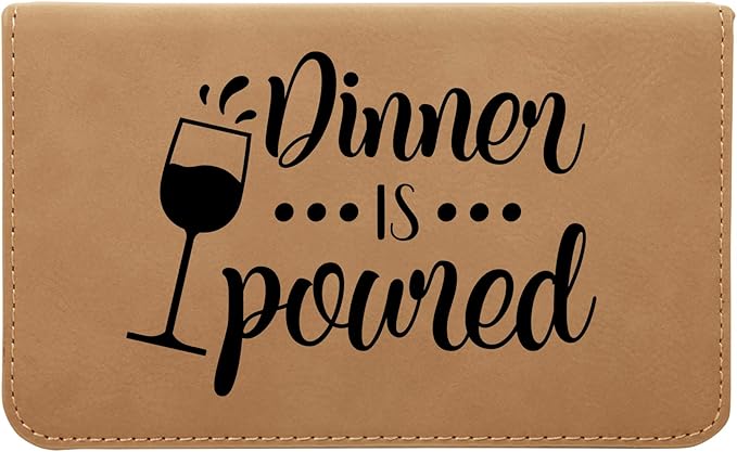Leatherette 2-Piece Wine Tool Set - Dinner is Poured (Light Brown w/Black)