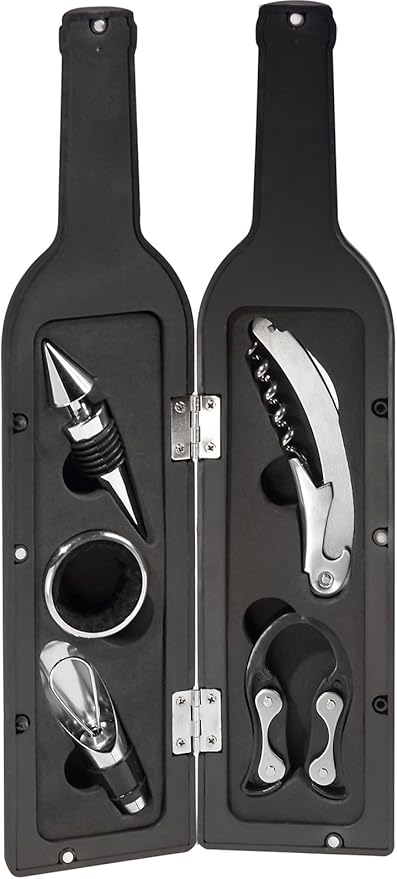 Ozeri 5-Piece Wine Bottle Corkscrew & Accessory Set, Black