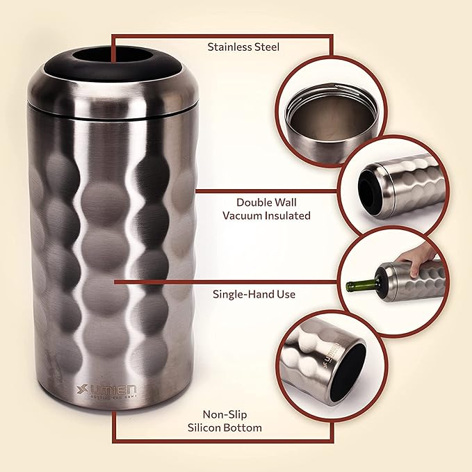 Premium Wine Chiller - 750ml Stainless Steel Bottle Cooler, Double-Walled & Vacuum Insulated - Keeps Wine Cold for 6+ Hours - Perfect Gift for Wine Lovers - Fits Most Champagne Bottles