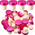 Yookeer T-shaped Stopper Cork Wine Bottle Stoppers Reusable Wine Sealing Plug for Beer Bottles DIY Craft(Rose Red,24 Pieces)