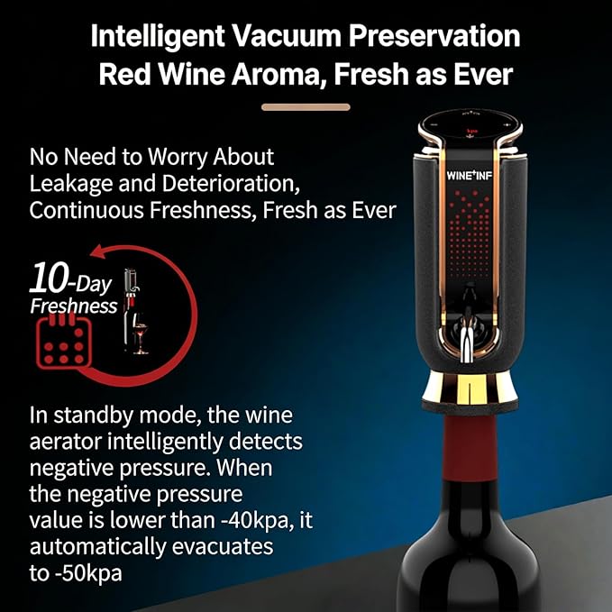 Wine Aerator, Preserver & Dispenser,4-in-1 Electric Wine Aerator with LED Display,Long Lasting Freshness,A Luxurious Gift for Wine Lovers and Women