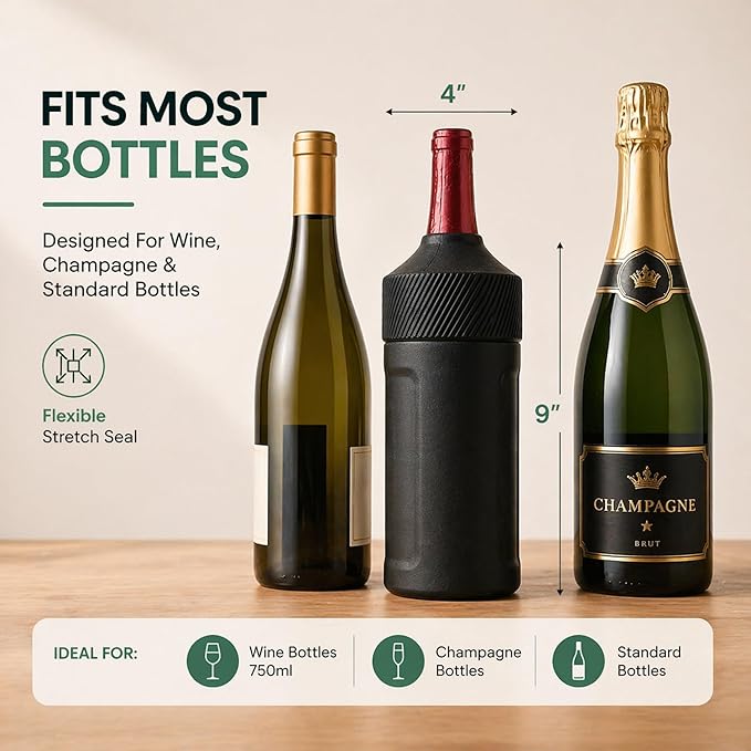 Wine Bottle Cooler Sleeve | Portable Bottle Chiller for Wine Lovers | Insulated Wine Cooler for Outdoor & Indoor Use | Wine Cooler by Vondra