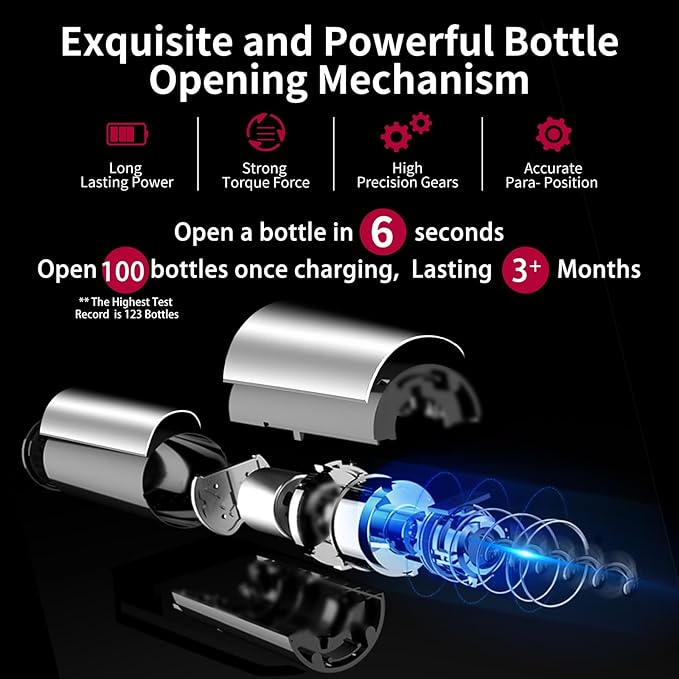 All-in-1 Electric Wine Opener Set with Rechargeable Wine Opener, Rechargeable Wine Aerator Pourer, Foil Cutter and Vacuum Wine Stopper, Ideal gift for Wine Lovers（Silver）