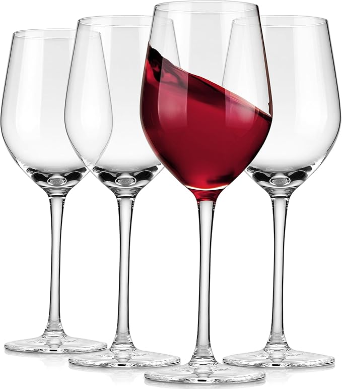 Royalrose Premium Delight Vintage Wine Glasses Set of 4, 15 oz Goblets Glasses for Wine, Cocktails, Sparkling Water, Elegant Drinkware for Entertaining or Daily Use (Red Wine Glasses)