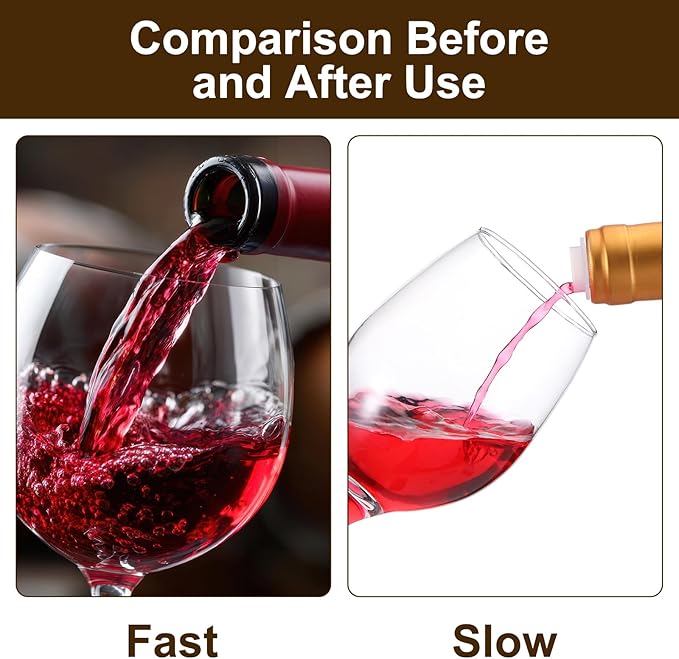 Slow Wine Pourer Spout for Corked Bottles Valentine's Day Pour and Seal Plastic Wine Pourers with Lid for Storing Precise Pouring Valentine's Day Restaurant Supplies(Black,48 Pcs)