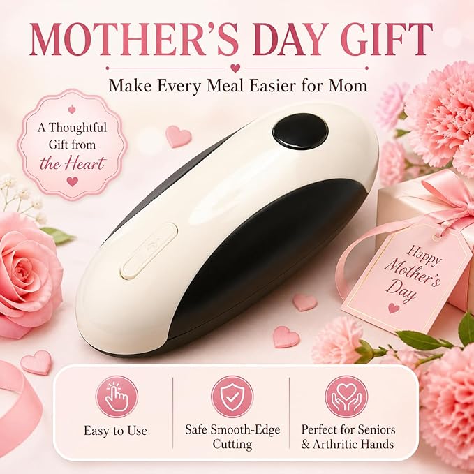 Rechargeable Electric Can Opener - One Touch Automatic, Hands Free Operation Easy Grip for Seniors & Arthritis, Works with All Cans - Cordless, No Sharp Edges