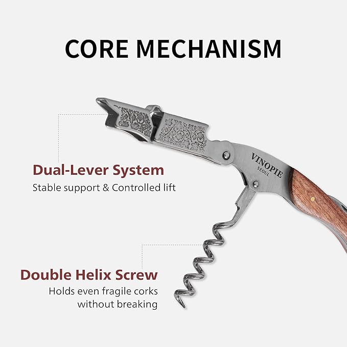 Grape Stem Design Stainless Steel Corkscrew and Foil Cutter - Wine Key Sommelier Knife