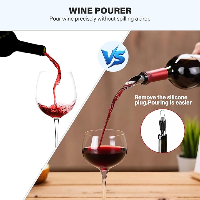 F-Elephant Wine Bottle Opener, Manual Vertical Lever Corkscrew Wine Opener with Foil Cutter, Extra Spiral, Wine Stopper and Pourer for Waiter, Bartender and Home Use