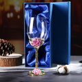 Simcat Handmade Painted Enamel Flower Glass Wine Glasses Transparent Refined Goblet, Stem For Cabernet, Gifts (pink single gift box,big flower)