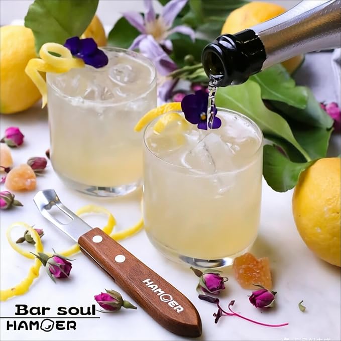 Channel Knife Zester - Fruit and Vegetable Tool for Decorating Cocktails, Desserts, and Salads Stainless Steel Tip Wooden Handle