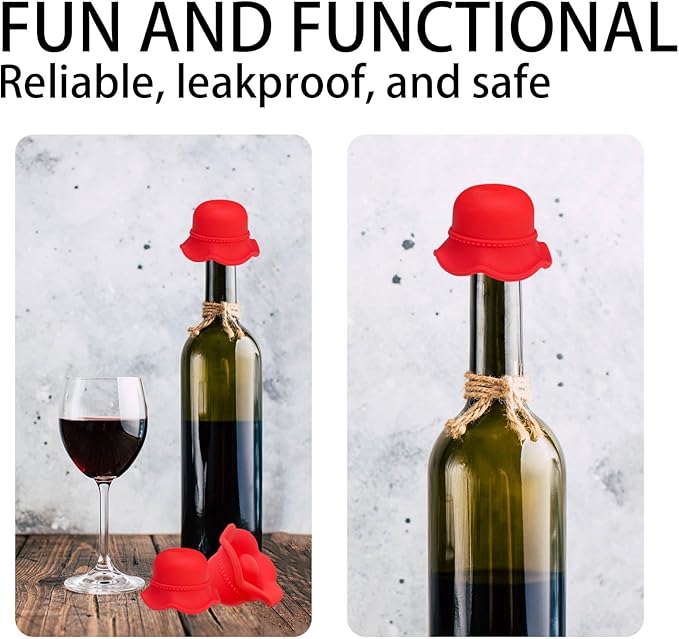 Formal Hat Wine Stoppers Hat-Shaped Bottle Plug Wine Bottle Stoppers Wine Accessories Kitchen Gadgets Kitchen Gift Set Creative Gifts Baseball Party Decoration-2pcs Red Bottle Stoppers