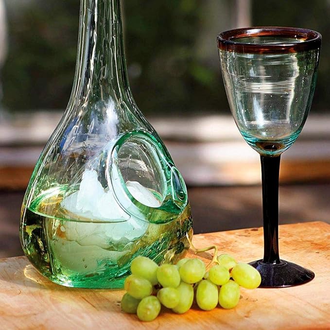KALALOU CRL1230X White Wine Glass Decanter with Ice Pocket, One Size, Green