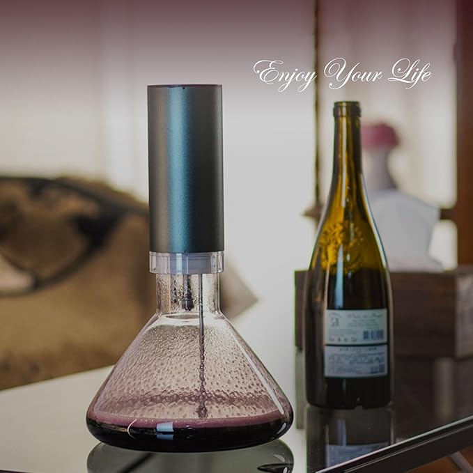 Fogland Electric Wine Decanter 1500ML(50oz), 3/5/10Min Fast Decant, Fine Mist Oxygen Infusion Wine Enhancer, Smart Touch Control, Frosted Aluminum Alloy（Silver）