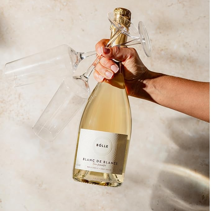 BOLLE Blanc de Blancs - Non Alcoholic Wine - Premium Alcohol Free Sparkling White Wine with Bright Citrus Freshness, Award Winning Champagne Alternative, Champagne Style - 750ml