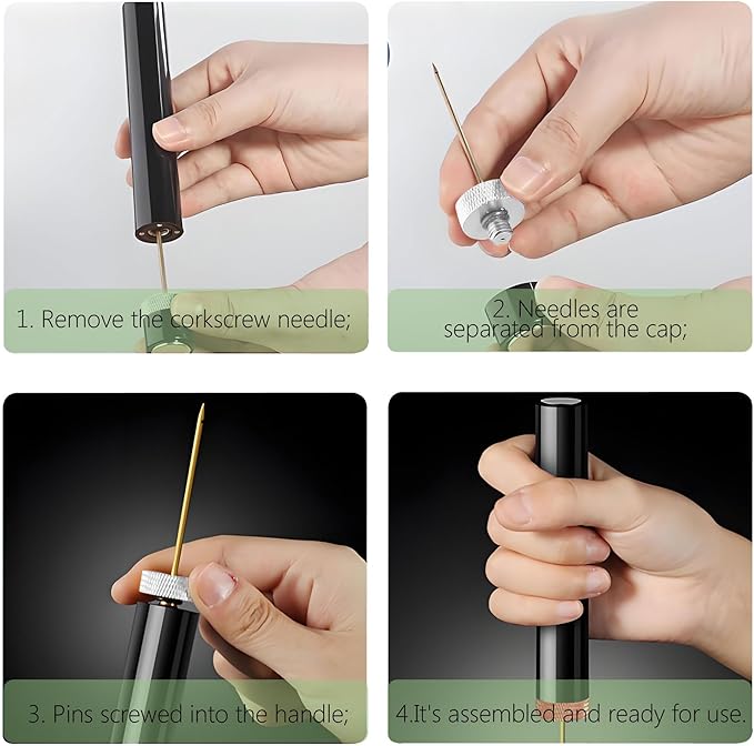 Mini Wine Opener | Travel Portable Pocket Air Pressure Pump Wine Bottle Opener | Silver Metal 7S Quick Bottle Opening | For Home, Restaurant, Party, Wine Lovers
