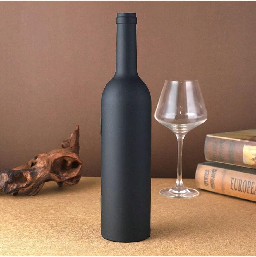 Wine Bottle Shaped Opener Gift Set, 5 Piece Wine Accessories Kit with Corkscrew, Bottle Stopper, Pourer, Foil Cutter, Drip Ring, Black Case, Perfect for Birthday, Wedding, Anniversary, Christmas