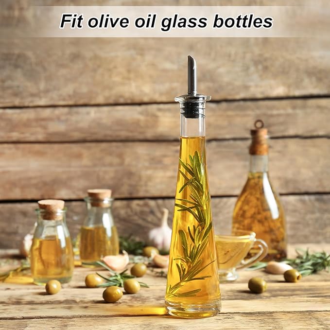 uxcell Stainless Steel Bottle Pourers, 4Pcs Olive Oil Spout Cork Design Wine Bottle Stoppers, Wine Pourers Liquor Pour Spouts for Pours Liquid, Wine, Vinegar, Most Liquor Bottles