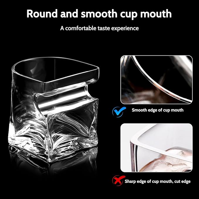 Cigar Whiskey Glass with Cigar Holder-Old Fashioned Glass Set with Cigar Accessories-Crystal Whisky Glass Set with Indented Cigar Rest for Bourbon,Cocktail, Gifts for Men/Dad/Husband(9.5oz)